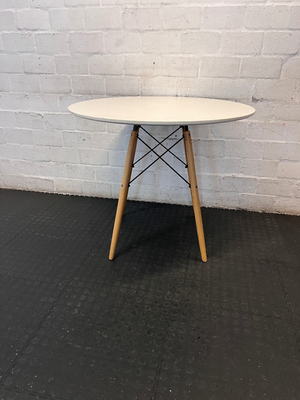 White Round Dining Set with 4 Chairs - Fair Condition - 2ndhandwarehouse.com