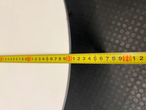 White Round Dining Table with Eames Style Wood Legs — Fair Condition with Minor Assembly Wear