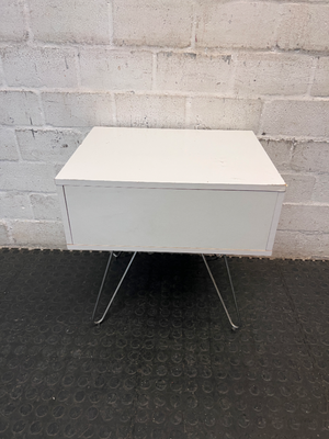 White Single Drawer Pedestal with Hairpin Legs