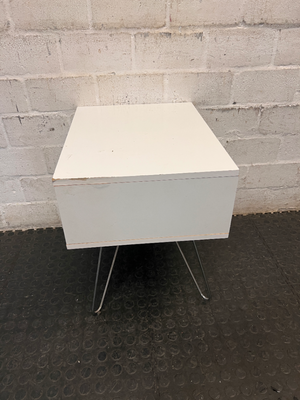 White Single Drawer Pedestal with Hairpin Legs