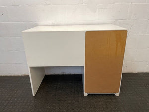 White Small Desk with Red and Blue Drawers