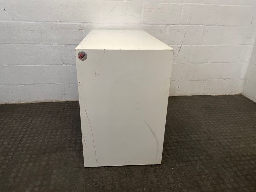 White Small Desk with Red and Blue Drawers