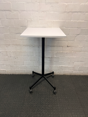 White Square Mobile Utility Table on Wheels — Fair Used Condition