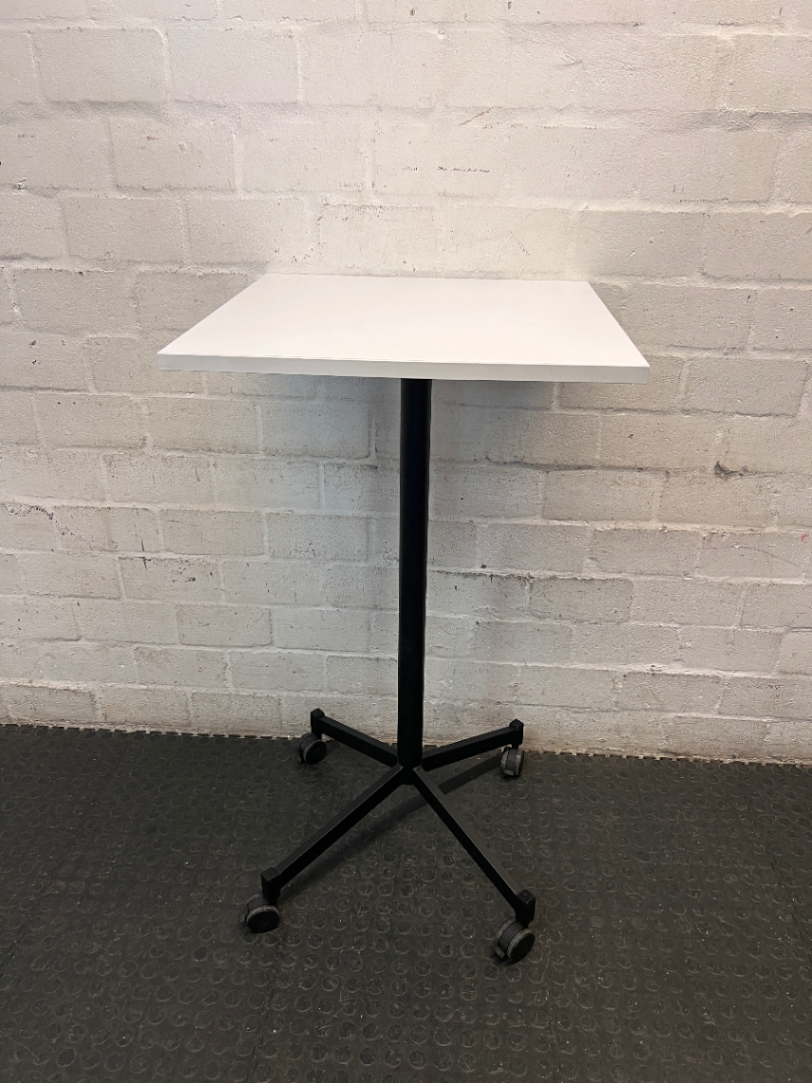 White Square Mobile Utility Table on Wheels — Fair Used Condition