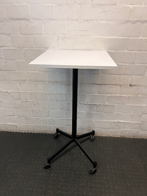 White Square Mobile Utility Table on Wheels — Fair Used Condition