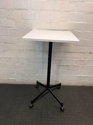 White Square Mobile Utility Table on Wheels — Fair Used Condition