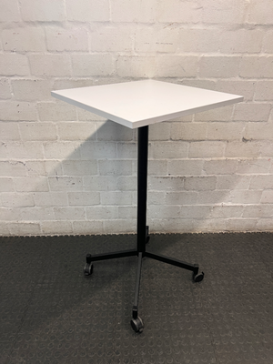 White Square Mobile Utility Table on Wheels — Fair Used Condition