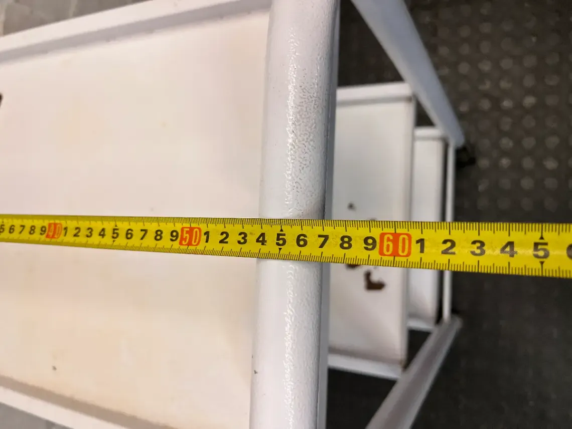 White Three-Tier Metal Utility Trolley — Fair Condition With Visible Wear