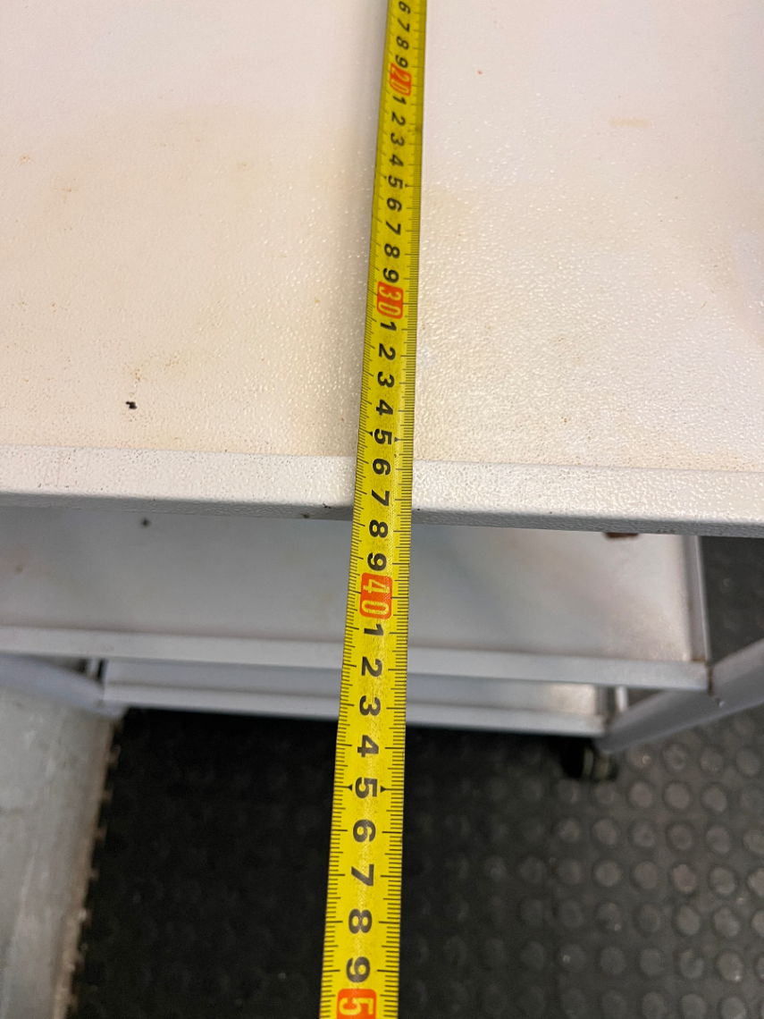 White Three-Tier Metal Utility Trolley — Fair Condition With Visible Wear