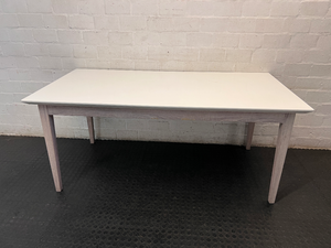 White Top Dining Table with Whitewashed Wooden Legs - 2ndhandwarehouse.com