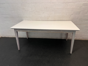 White Top Dining Table with Whitewashed Wooden Legs - 2ndhandwarehouse.com