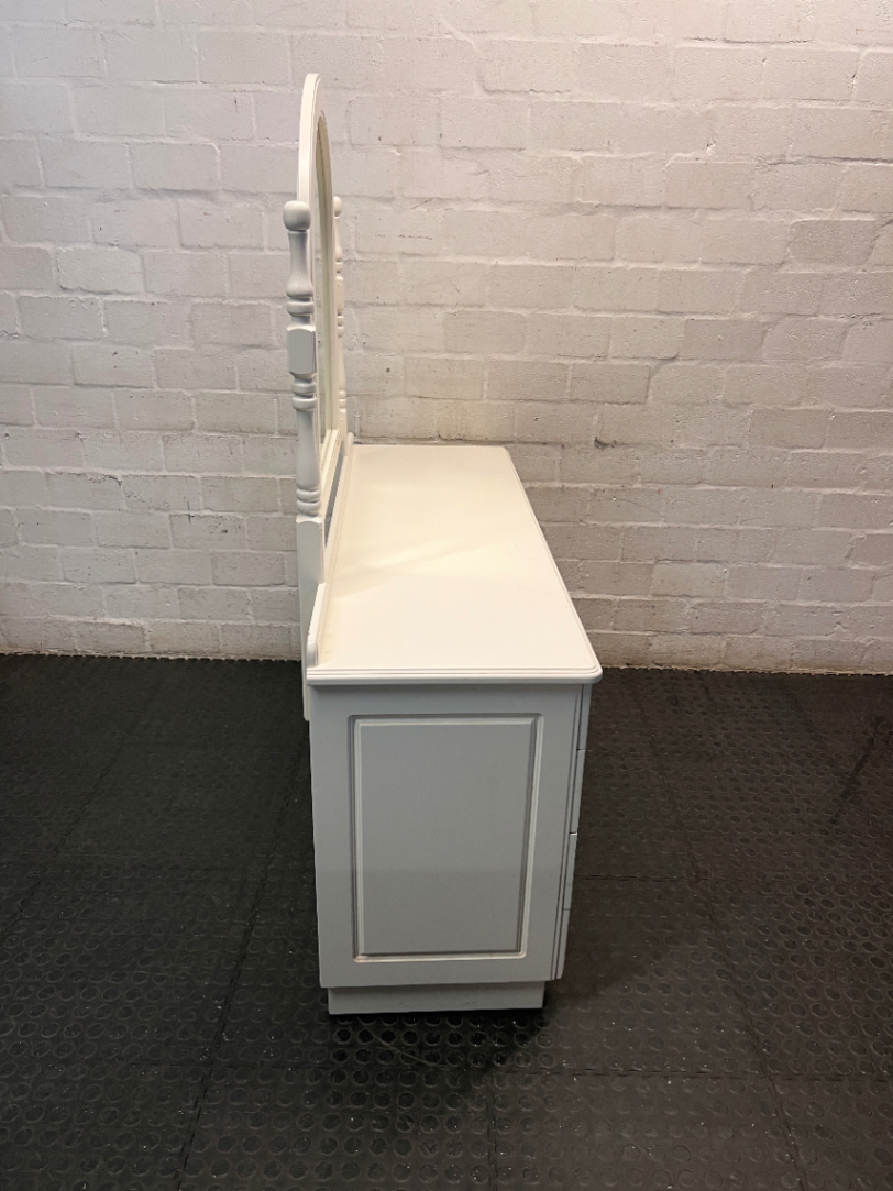 White Arched Mirror Wooden Dressing Table — Good Working Order
