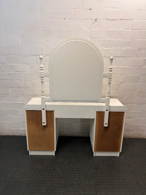 White Arched Mirror Wooden Dressing Table — Good Working Order