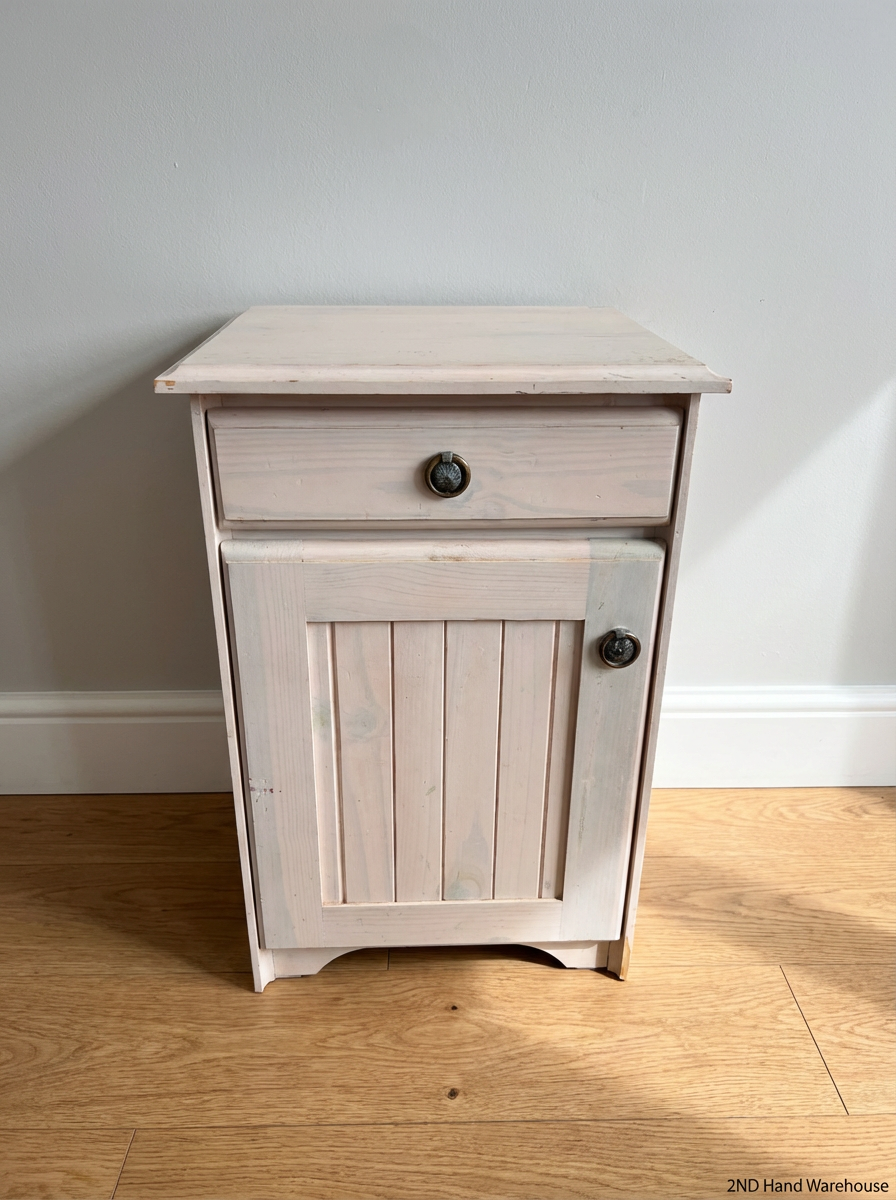 Whitewashed Wooden Bedside Table - Minor Scuffs and Marks - 2ndhandwarehouse.com