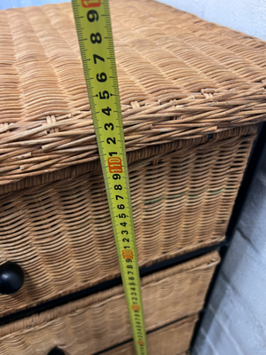 Wicker and Metal 5-Drawer Chest — Damaged Drawer and Significant Wear