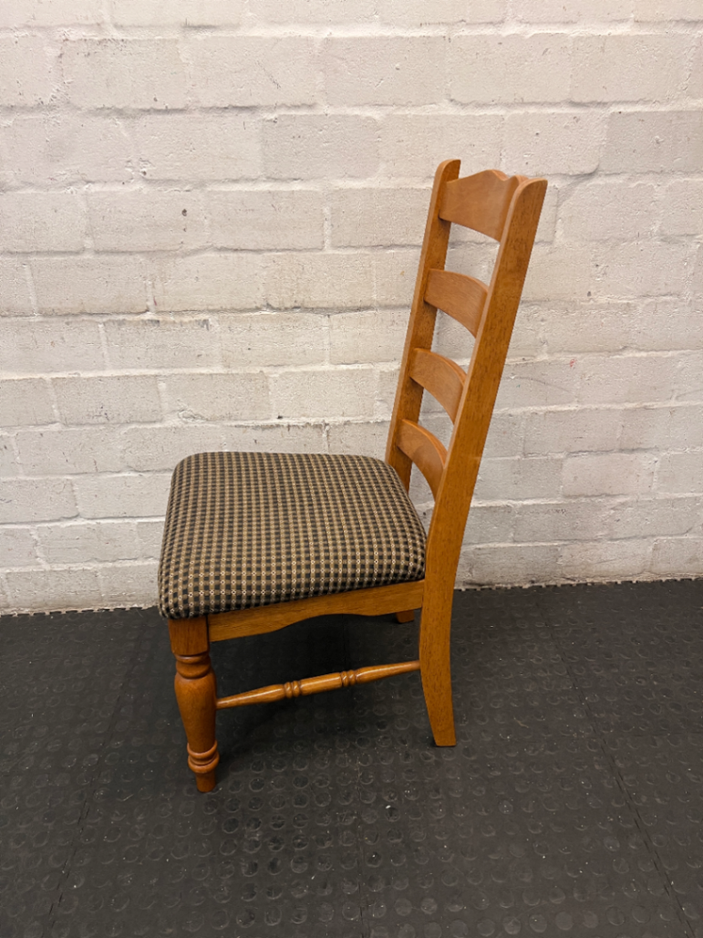 Wood Ladder-Back Dining Chair with Upholstered Seat - 2ndhandwarehouse.com
