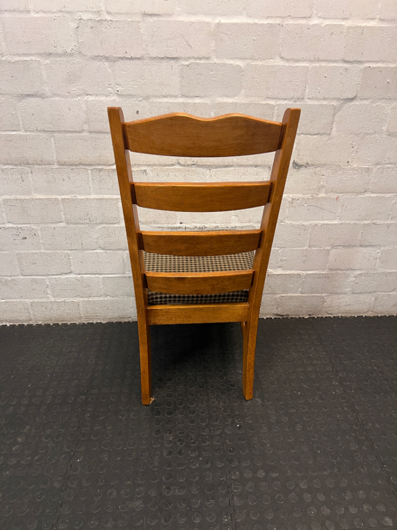 Wood Ladder-Back Dining Chair with Upholstered Seat - 2ndhandwarehouse.com