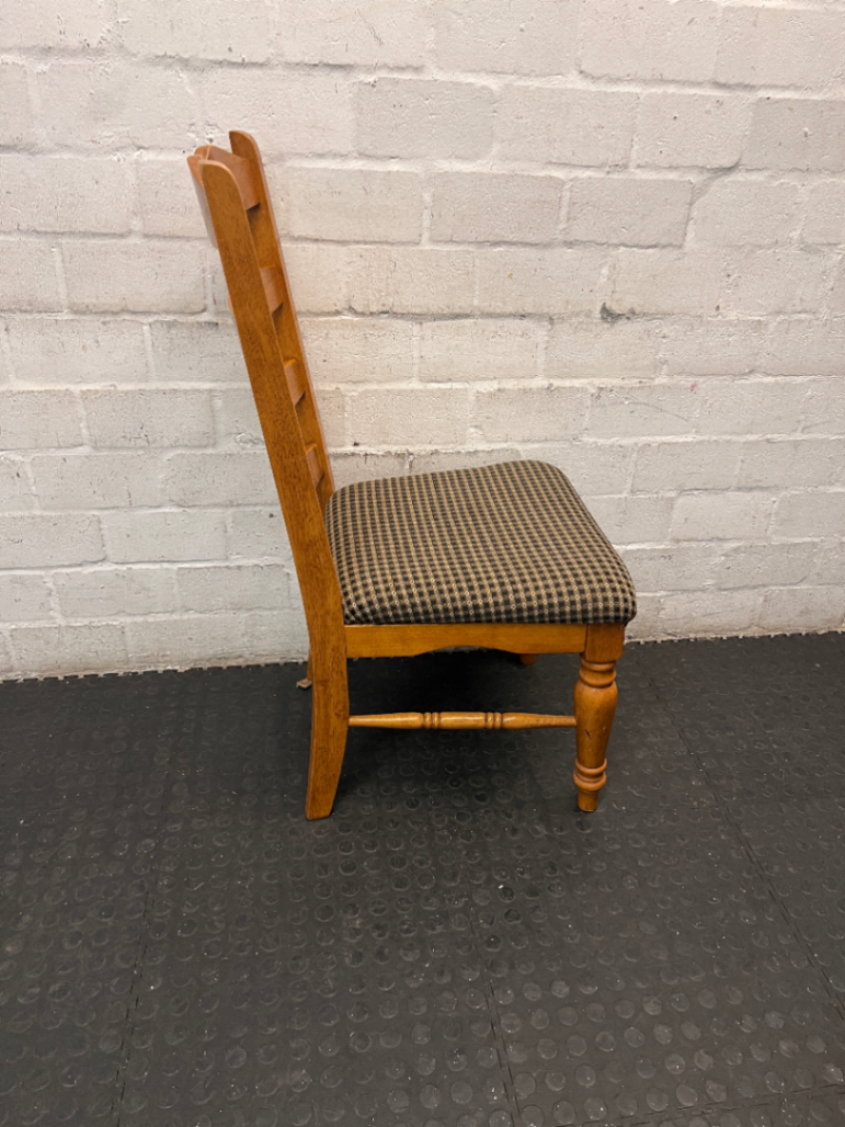 Wood Ladder-Back Dining Chair with Upholstered Seat - 2ndhandwarehouse.com