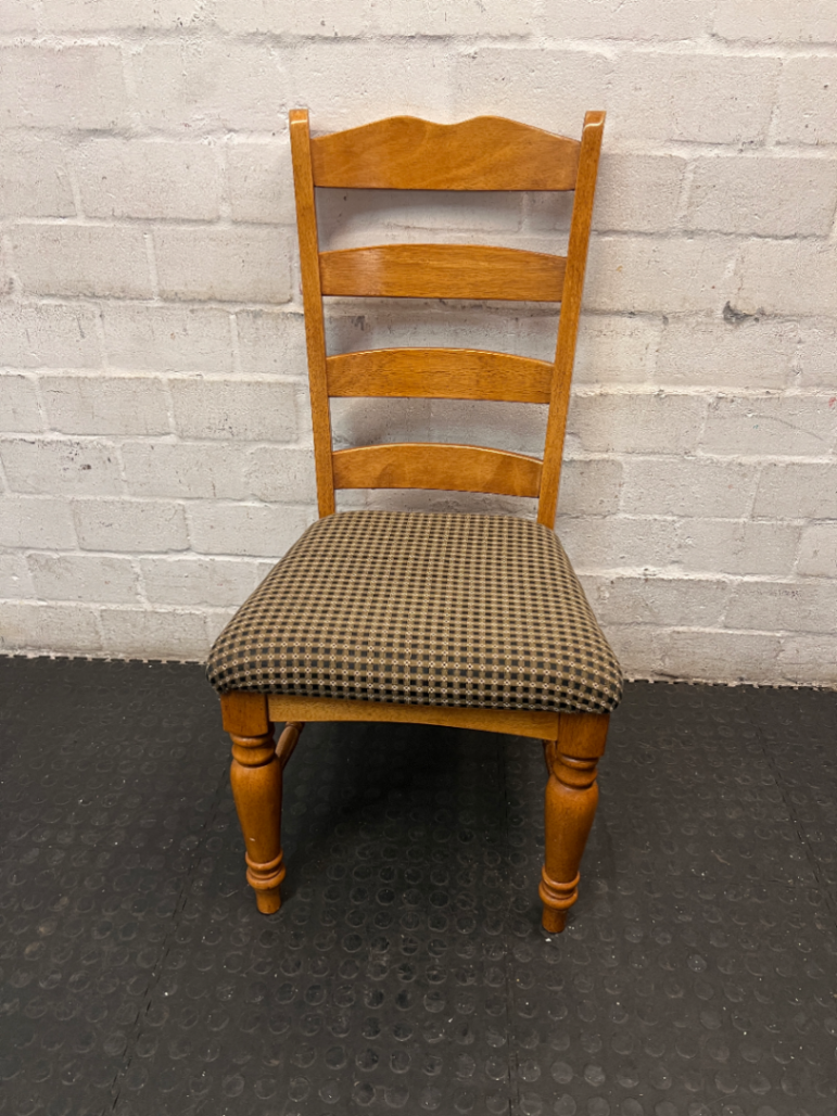Wood Ladder-Back Dining Chair with Upholstered Seat - 2ndhandwarehouse.com