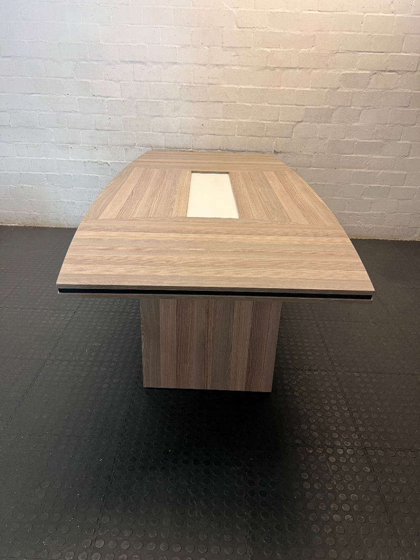 Wood-Look Boardroom Table with Centre Inlay — Good Working Order - 2ndhandwarehouse.com