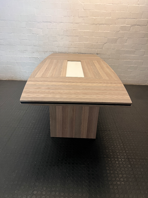 Wood-Look Boardroom Table with Centre Inlay — Good Working Order - 2ndhandwarehouse.com