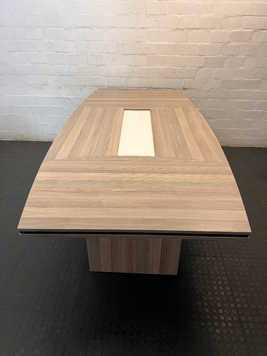 Wood-Look Boardroom Table with Centre Inlay — Good Working Order - 2ndhandwarehouse.com