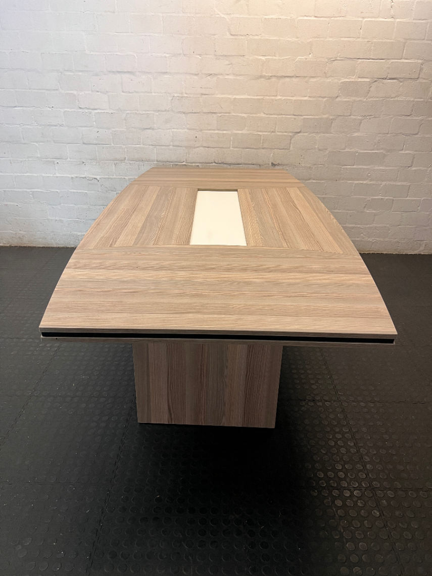 Wood-Look Boardroom Table with Centre Inlay — Good Working Order - 2ndhandwarehouse.com