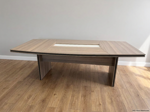 Wood-Look Boardroom Table with Centre Inlay — Good Working Order - 2ndhandwarehouse.com
