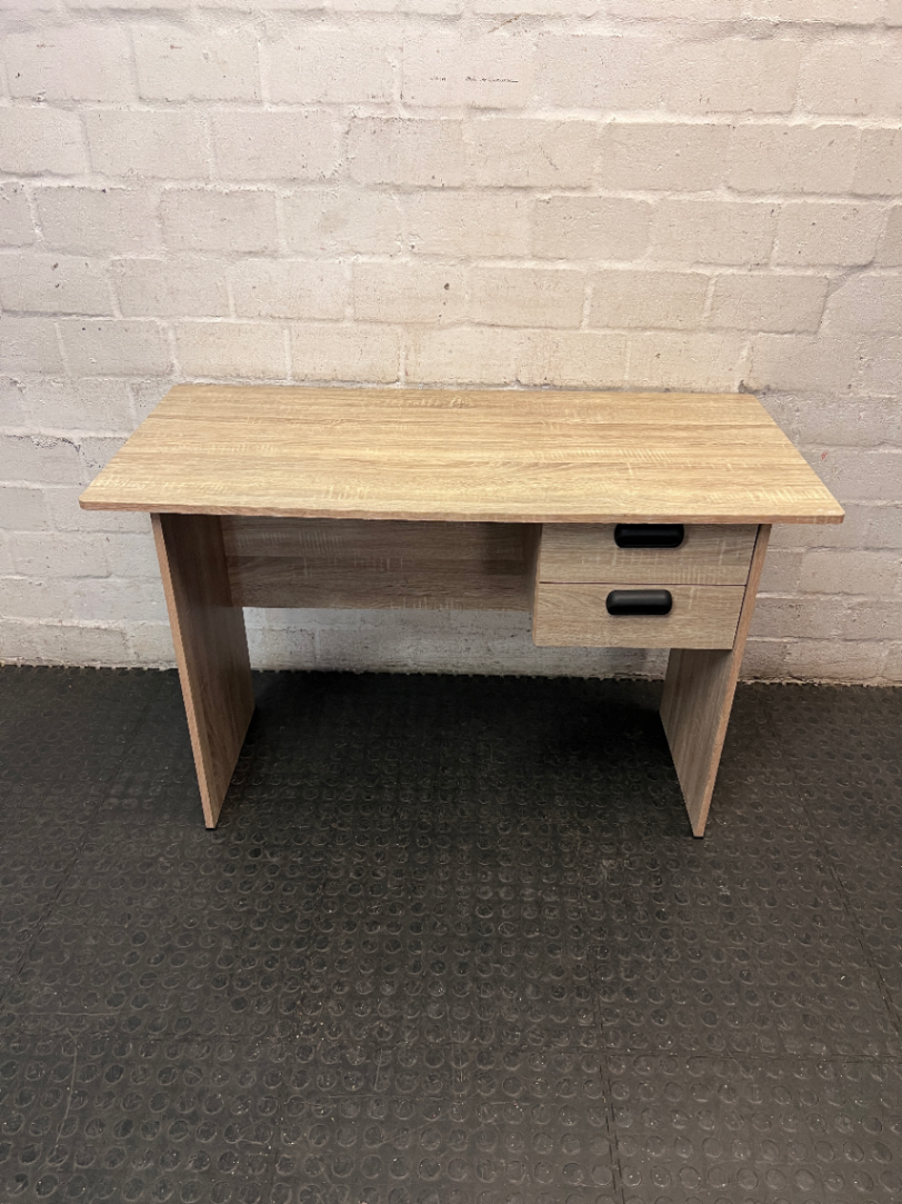 Wood-Look Office Desk with Two Drawers — Well Used Condition