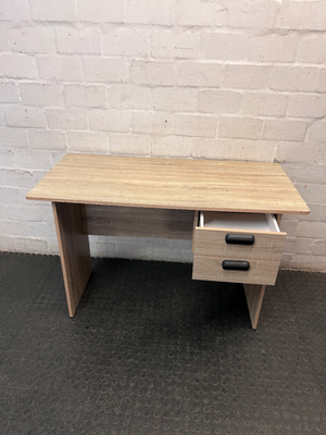 Wood-Look Office Desk with Two Drawers — Well Used Condition