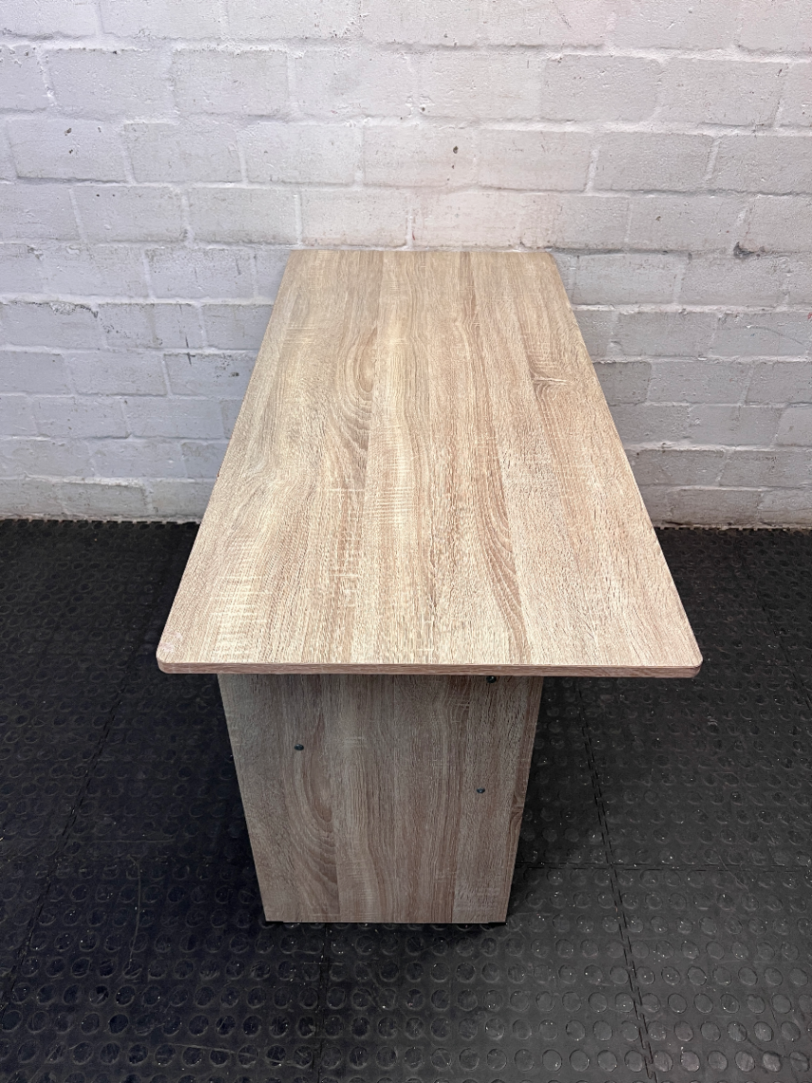 Wood-Look Office Desk with Two Drawers — Well Used Condition