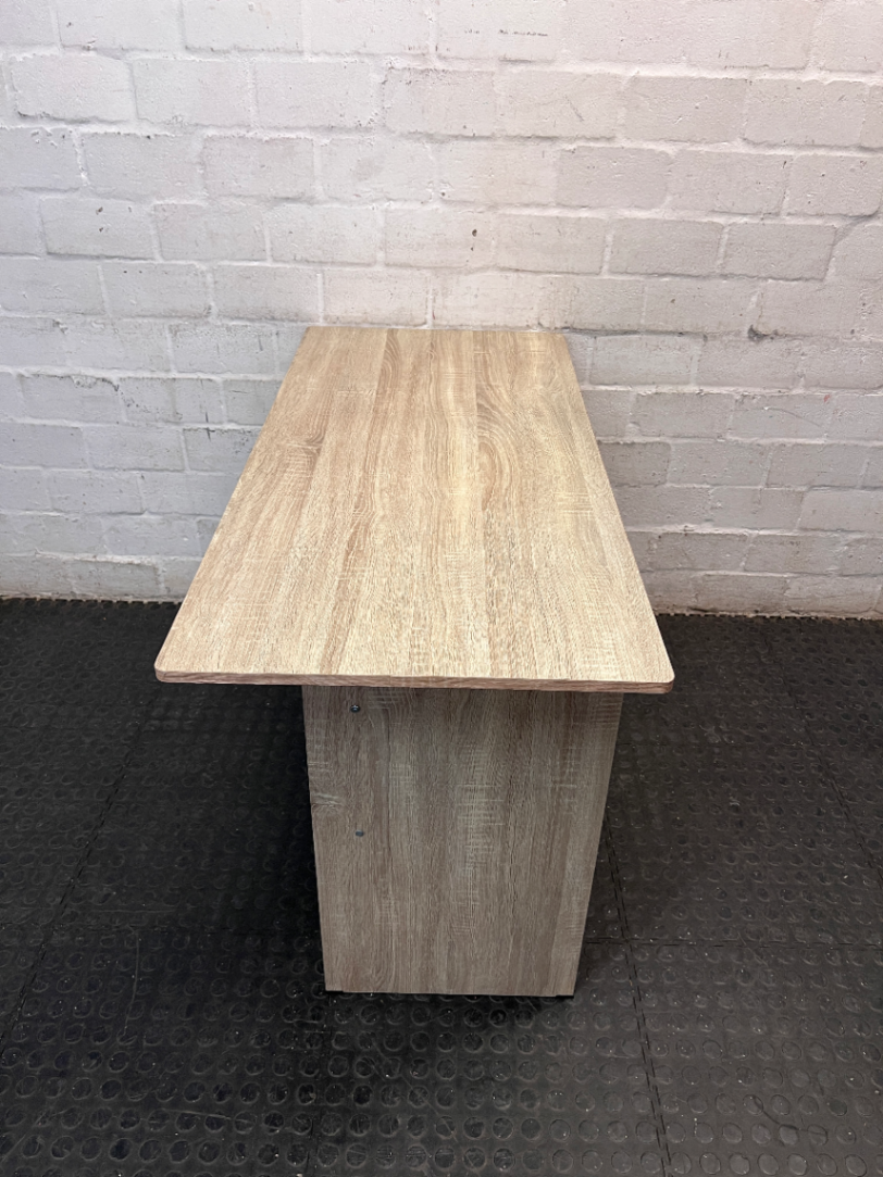 Wood-Look Office Desk with Two Drawers — Well Used Condition