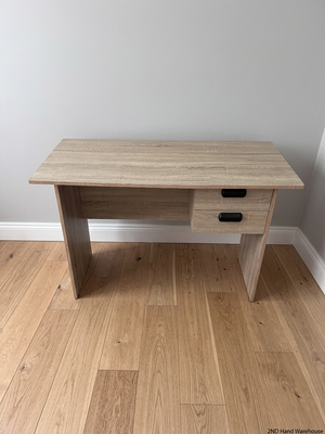 Wood-Look Office Desk with Two Drawers — Well Used Condition