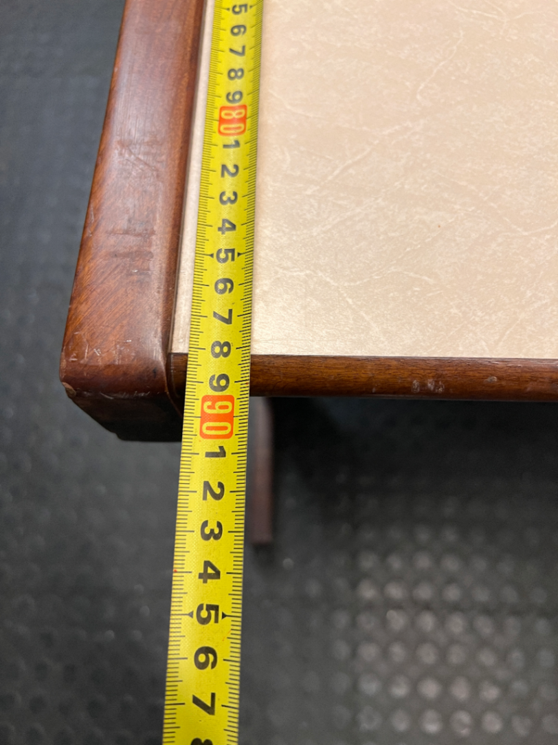 Wood-Toned Office Desk with Light Top — Solid Imbuia Desk with Missing Drawer