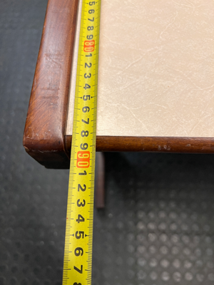 Wood-Toned Office Desk with Light Top — Solid Imbuia Desk with Missing Drawer