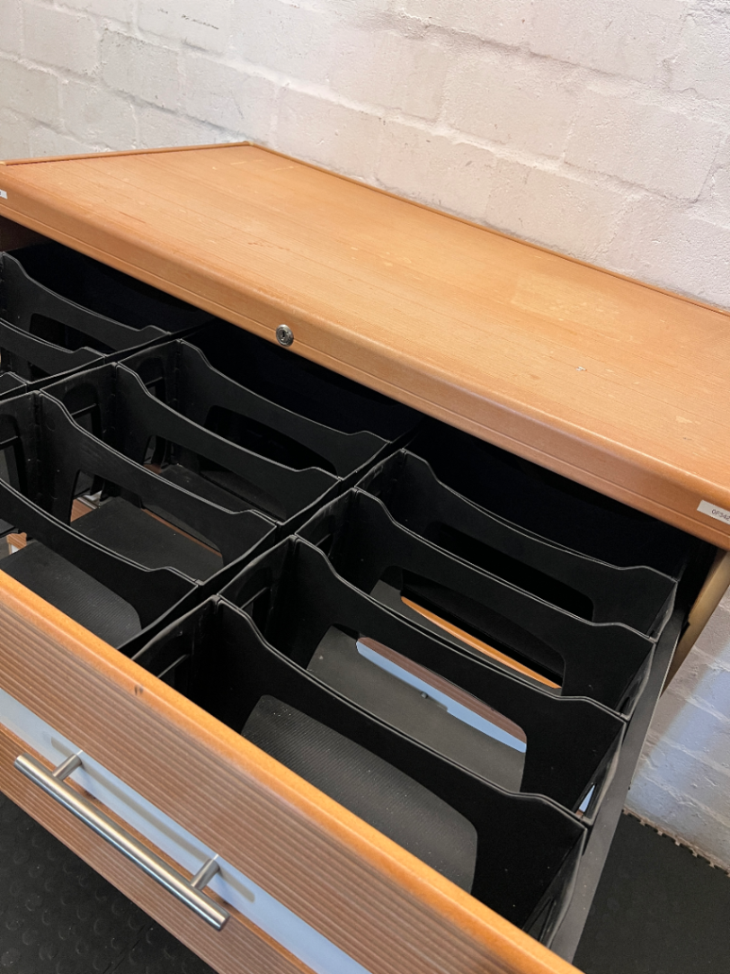 Wood and White 4 Drawer Organisation Unit - 2ndhandwarehouse.com