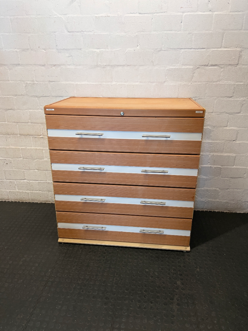 Wood and White 4 Drawer Organisation Unit - 2ndhandwarehouse.com