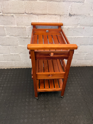 Wooden 3-Tier Rolling Kitchen Trolley - Well Used Condition - 2ndhandwarehouse.com