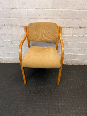Wooden Armchair with Fabric Upholstery — Visible Surface Wear and A - 2ndhandwarehouse.com