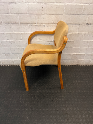 Wooden Armchair with Fabric Upholstery — Visible Surface Wear and A - 2ndhandwarehouse.com
