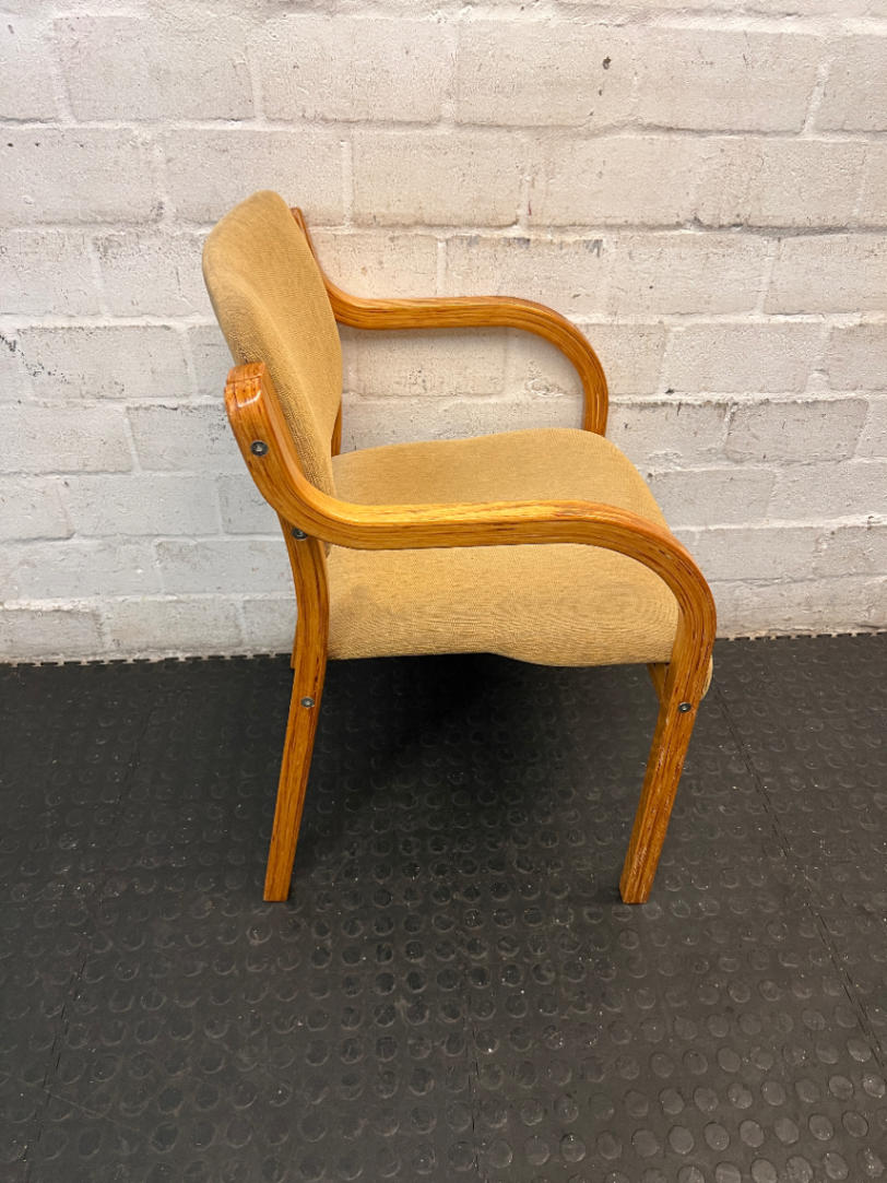 Wooden Armchair with Fabric Upholstery — Visible Surface Wear and A - 2ndhandwarehouse.com