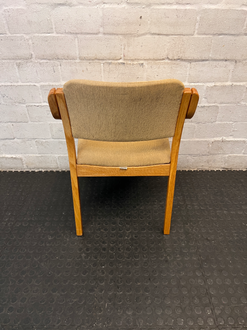 Wooden Armchair with Fabric Upholstery — Visible Surface Wear and A - 2ndhandwarehouse.com