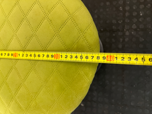 Wooden Bar Stool with Green Quilted Seat - Fair Condition - 2ndhandwarehouse.com