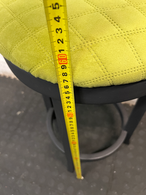 Wooden Bar Stool with Green Quilted Seat - Fair Condition - 2ndhandwarehouse.com