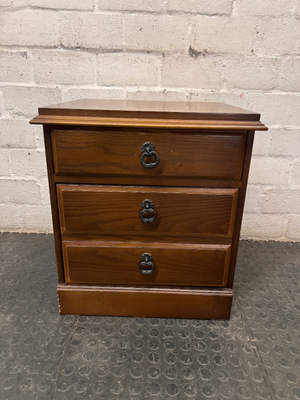 Wooden Bedside Table with Three Drawers — Good Used Condition
