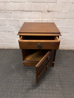 Wooden Bedside Table with Three Drawers — Good Used Condition