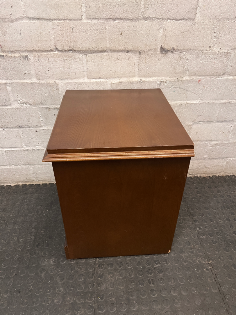 Wooden Bedside Table with Three Drawers — Good Used Condition