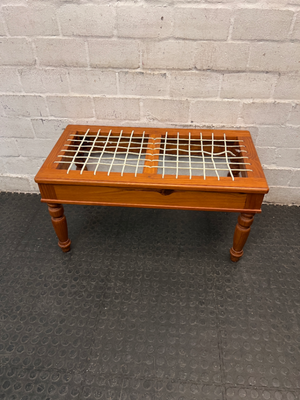 Wooden Bench with Traditional Leather Riempie Seat — Broken Riempie Strand