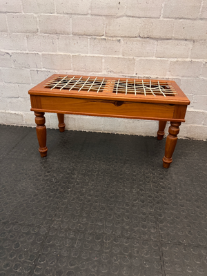 Wooden Bench with Traditional Leather Riempie Seat — Broken Riempie Strand