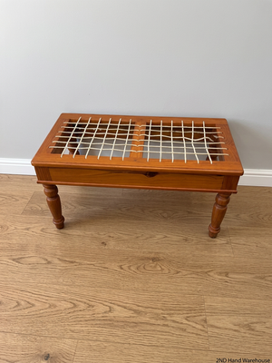 Wooden Bench with Traditional Leather Riempie Seat — Broken Riempie Strand